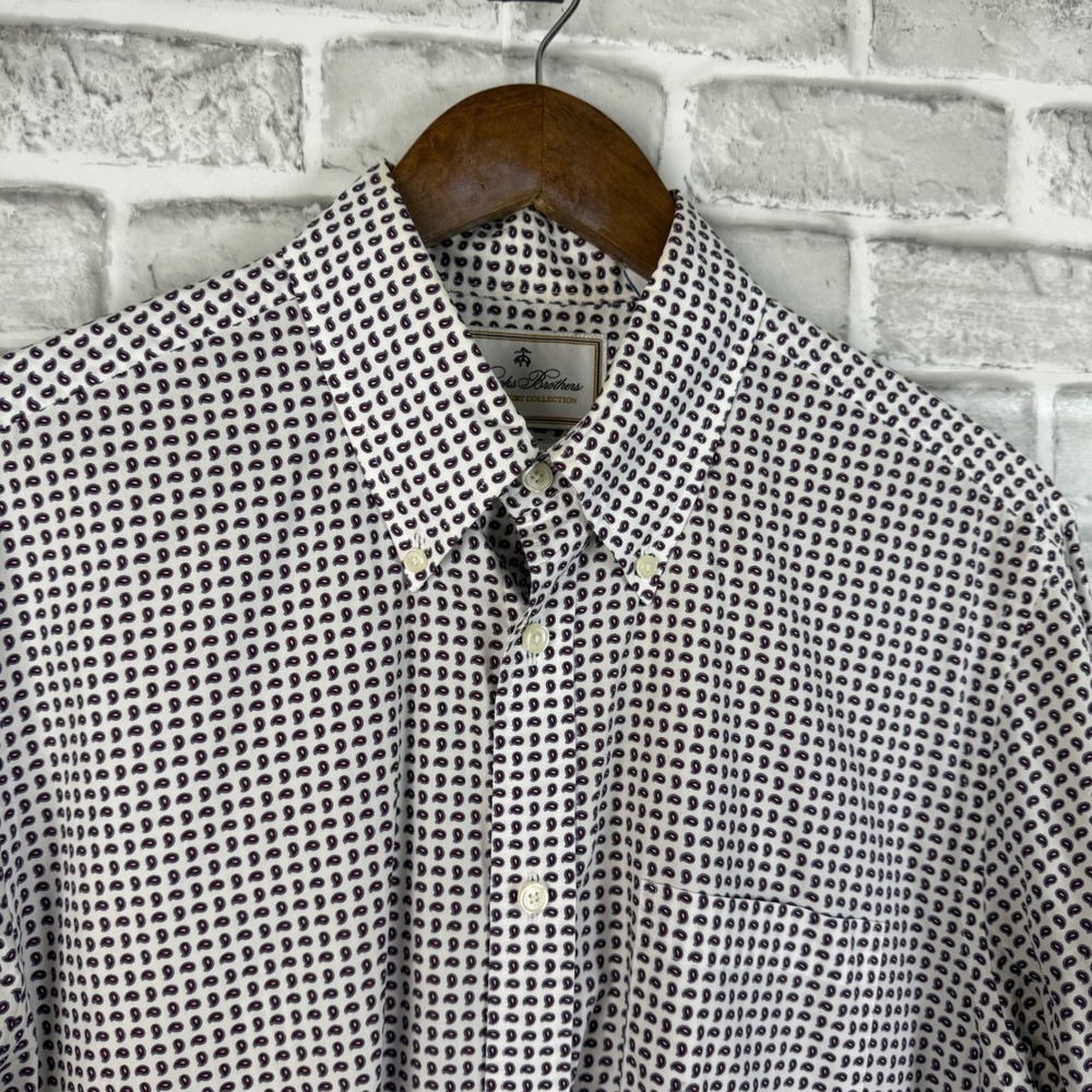 Brooks Brothers Thomas Mason Paisley Shirt Mens Medium Regent Fit Button Down